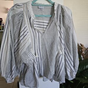 SAYLOR Navy and White Striped Top